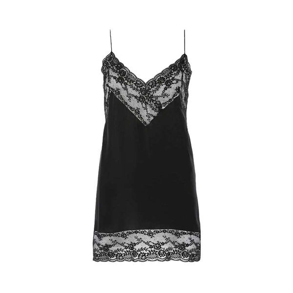 Saint Laurent Lace Trim Silk Slip Dress | Designer code: 649043Y7B20 | Luxury Fashion Eshop | Miamaia.com