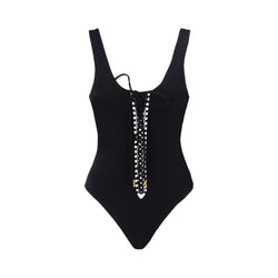 Saint Laurent Saharienne Lace Up Swimsuit | Designer code: 687606Y36TD | Luxury Fashion Eshop | Miamaia.com
