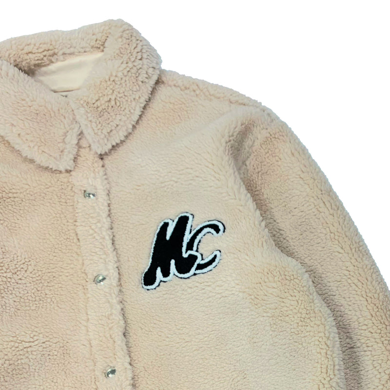 Miuccia Flocked Logo Fleece Jacket