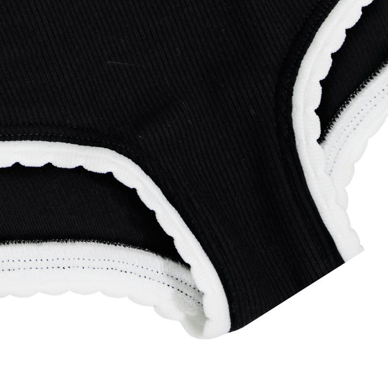 Miu Miu Ribbed-knit Logo Black Stretch Culotte Briefs