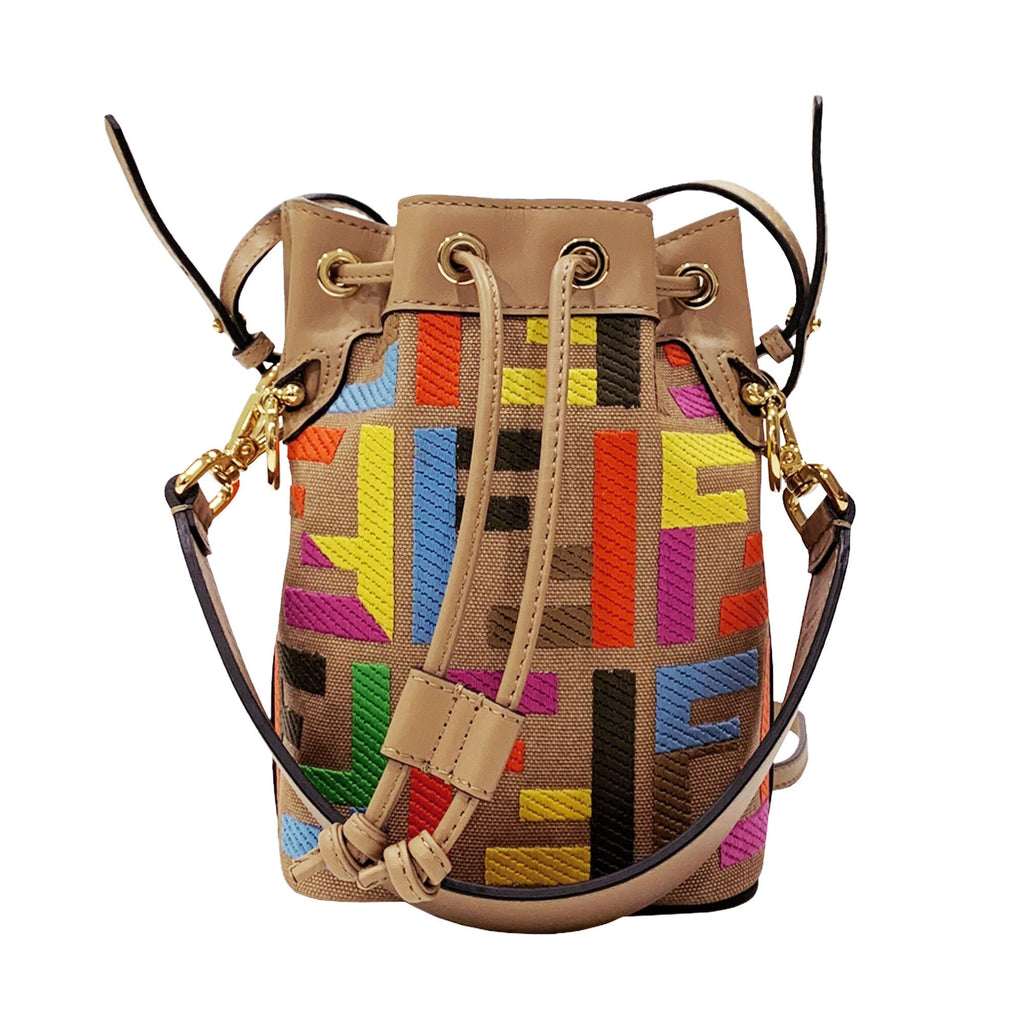 Mon Tresor - Multicolor canvas mini-bag with FF embroidery