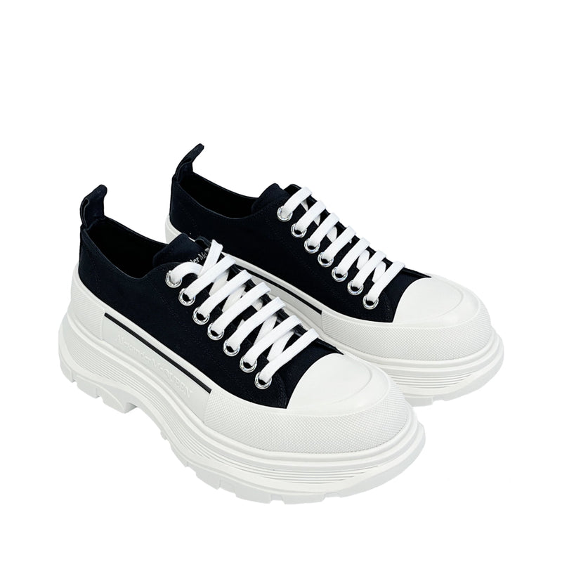 Men's Luxury Sneakers - Alexander McQueen Black and White Low Tread Slick  Sneakers