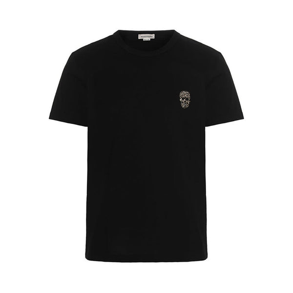 Alexander McQueen Crystal Skull Badge T-shirt | Designer code: 683163QSX03 | Luxury Fashion Eshop | Miamaia.com