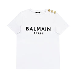 Balmain Three Button Logo Print T-shirt | Designer code: YF1EF005BB02 | Luxury Fashion Eshop | Miamaia.com