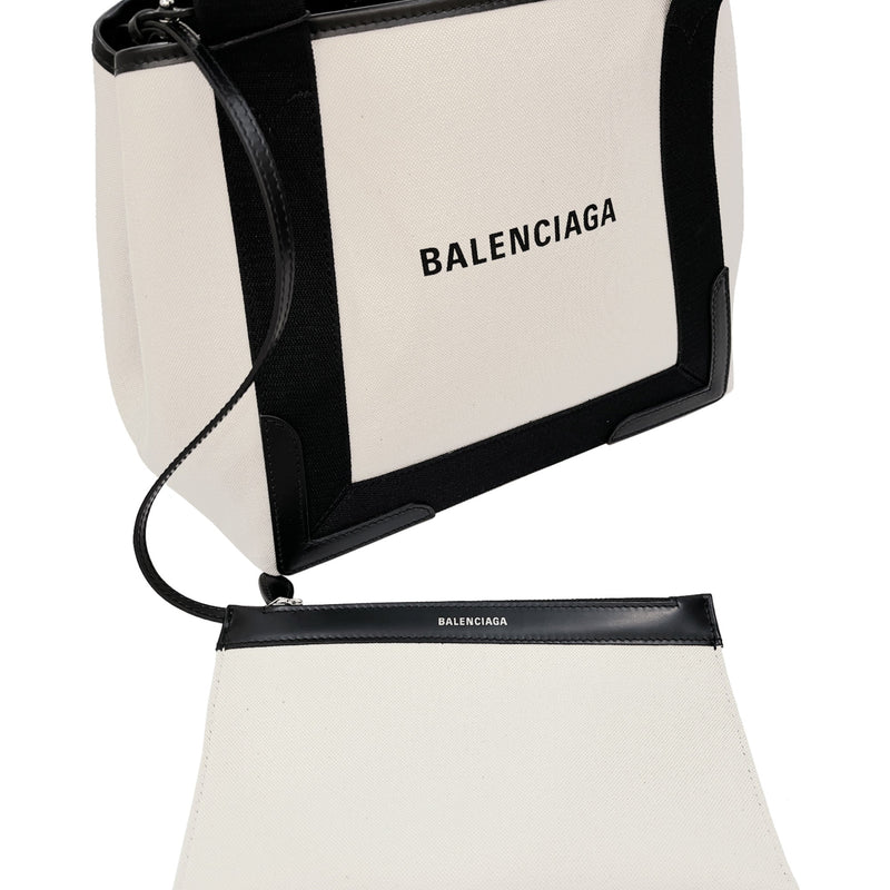 Balenciaga White Cabas Small Canvas Tote Bag | Designer code: 3399332HH3N | Luxury Fashion Eshop | Miamaia.com