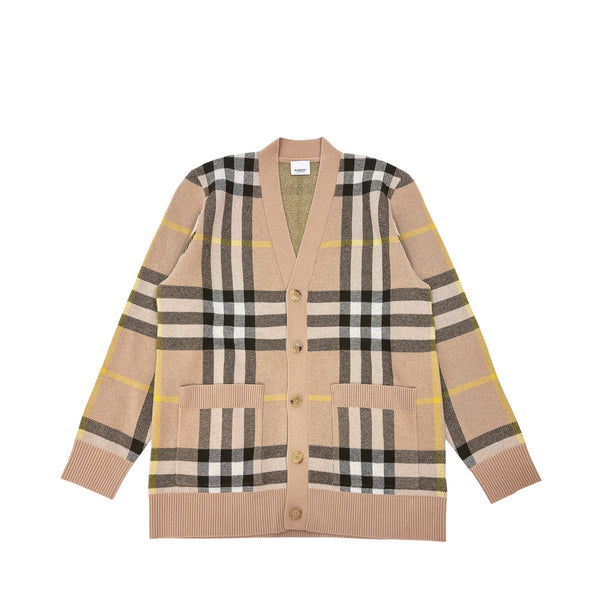 Burberry Check Wool Cashmere Jacquard Cardigan | Designer code: 8054098 | Luxury Fashion Eshop | Miamaia.com