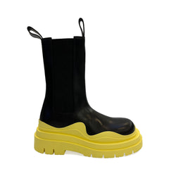 Bottega Veneta Black Leather Tire Boots | Designer code: 630297VBS50 | Luxury Fashion Eshop | Miamaia.com