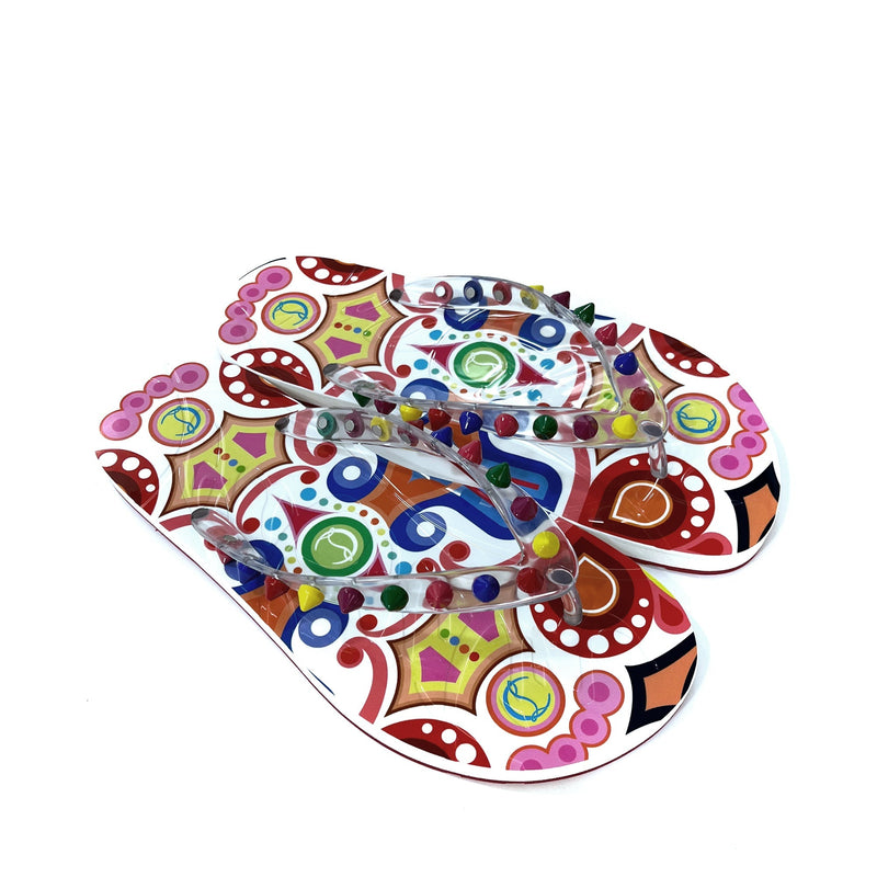 Christian Louboutin Multi Color Spike Pool Sandals | Designer code: 3210019 | Luxury Fashion Eshop | Miamaia.com