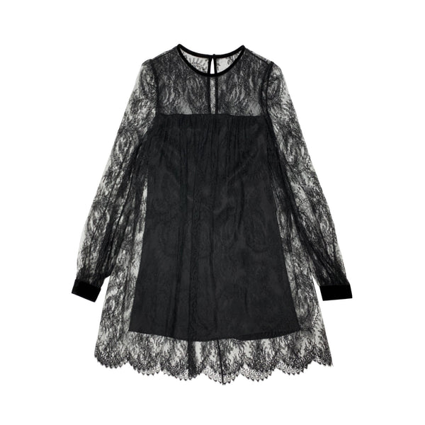 Saint Laurent Lace Detail Layered Dress | Designer code: 707029Y418T | Luxury Fashion Eshop | Miamaia.com