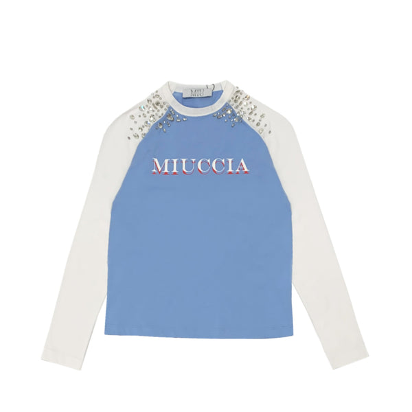 Miuccia Raglan Sleeve Logo T-shirt | Designer code: MC2022AW0067 | Luxury Fashion Eshop | Miamaia.com