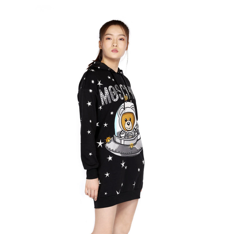 Moschino Space Ship Teddy Bear Hoodie Dress | Designer code: V04485426 | Luxury Fashion Eshop | Miamaia.com