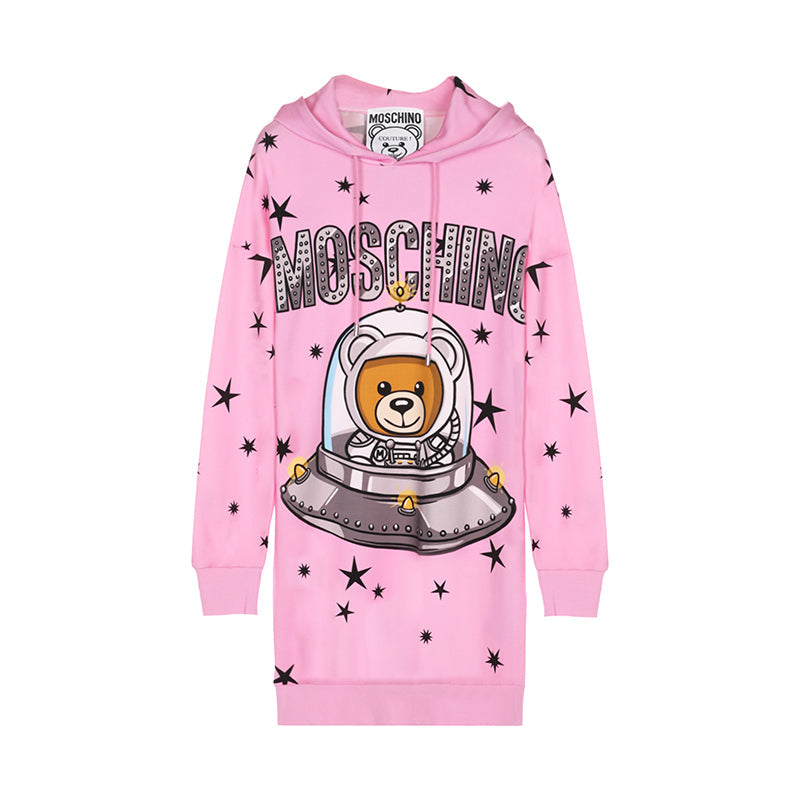 Moschino Space Ship Teddy Bear Hoodie Dress | Designer code: V04485426 | Luxury Fashion Eshop | Miamaia.com