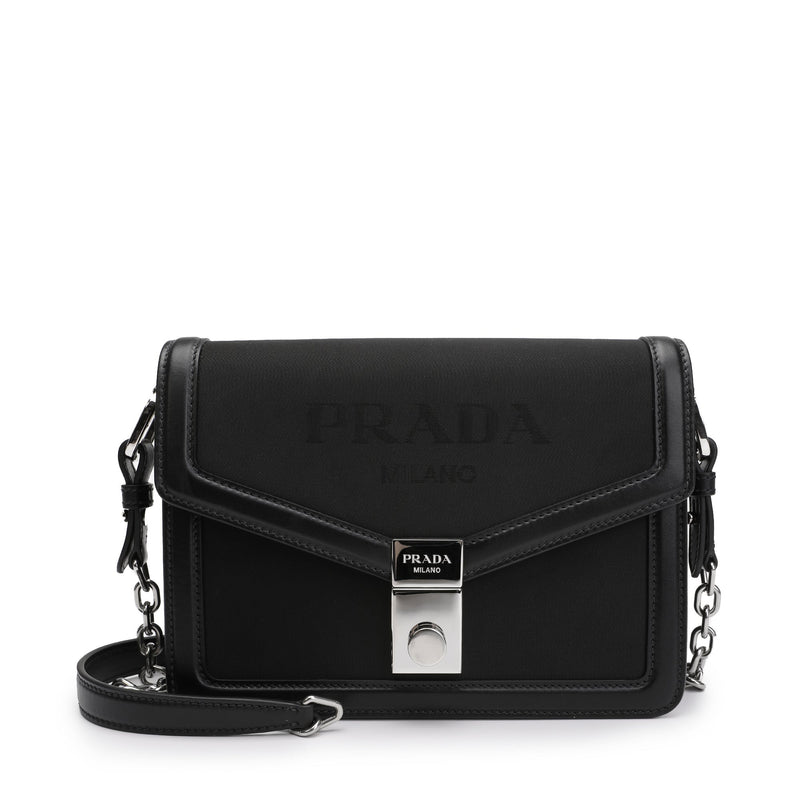 Prada Re-Nylon and Saffiano Leather (Removable Pouch) Shoulder Bag Navy in  Fabric/Leather with Silver-tone - GB