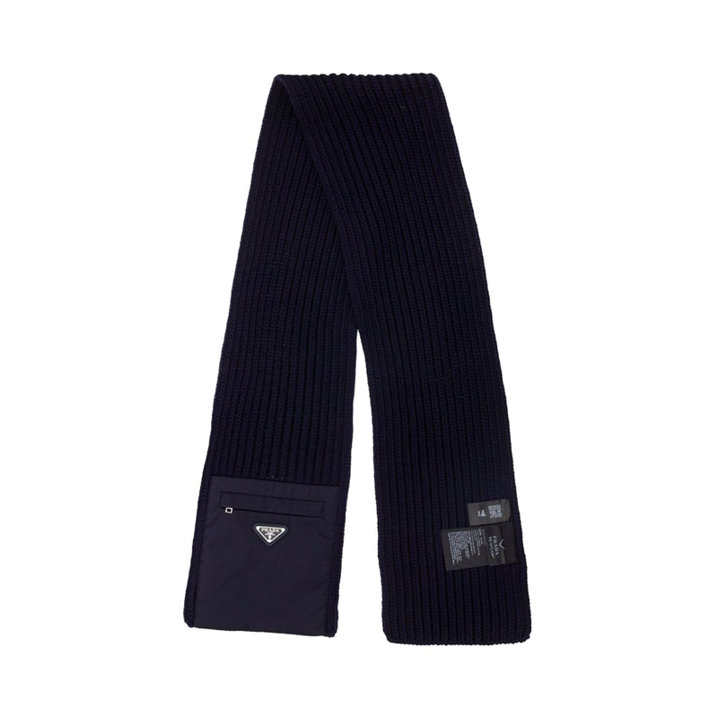 Prada Zipped Pocket Knitted Scarf | Designer code: UMS354S2021WTO | Luxury Fashion Eshop | Miamaia.com