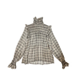 Saint Laurent Check Pattern Long Sleeve Blouse | Designer code: 660872Y6A98 | Luxury Fashion Eshop | Miamaia.com