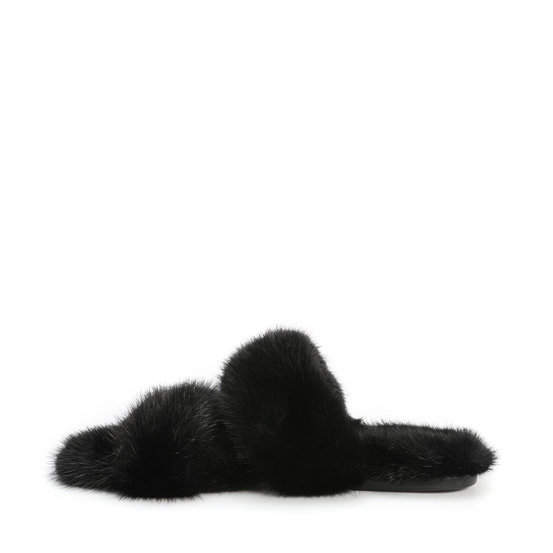 Saint Laurent Fur Sandals | Designer code: 649419E0E00 | Luxury Fashion Eshop | Miamaia.com
