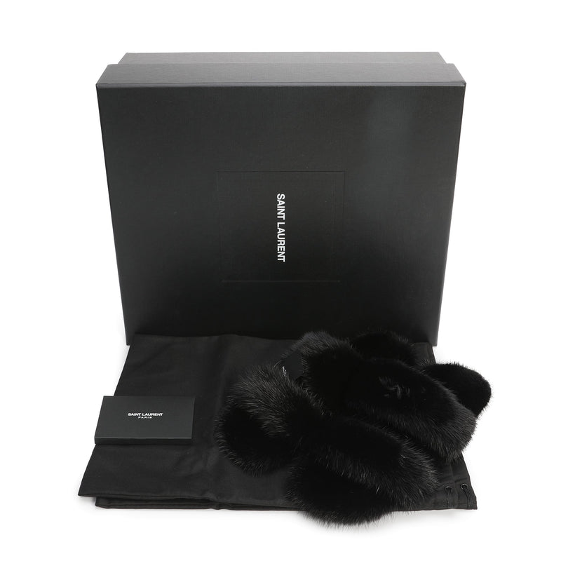 Saint Laurent Fur Sandals | Designer code: 649419E0E00 | Luxury Fashion Eshop | Miamaia.com