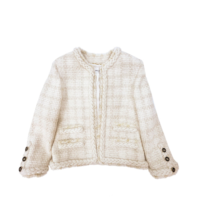 Saint Laurent Woven Cropped Plaited Trim Jacket | Designer code: 645976Y5C78 | Luxury Fashion Eshop | Miamaia.com