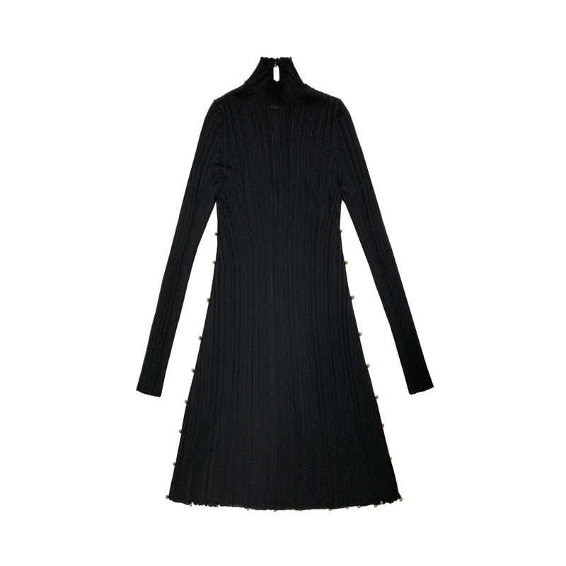 Bottega Veneta Black Ribbed Dress | Designer code: 716861V2I60 | Luxury Fashion Eshop | Mia-Maia.com