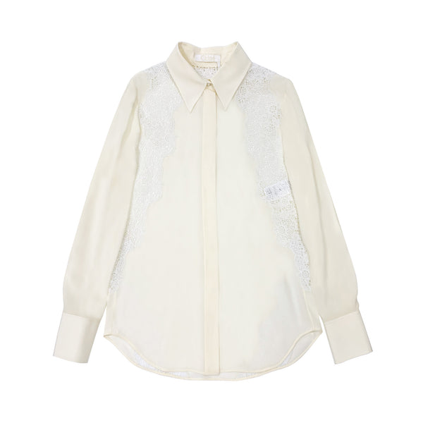 Chloe Guipure Detail Silk Shirt | Designer code: CHC23SHT18004 | Luxury Fashion Eshop | Mia-Maia.com