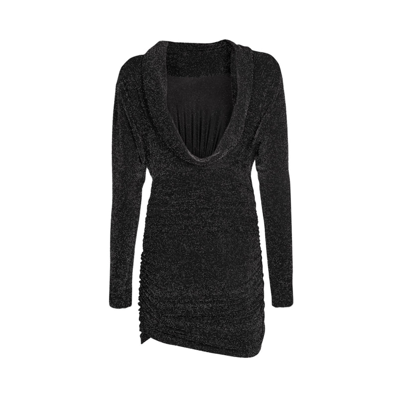 Saint Laurent Glitter Drape Back Dress | Designer code: 718610Y37CQ | Luxury Fashion Eshop | Mia-Maia.com